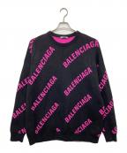 BALENCIAGAバレンシアガ）の古着「576320 T3153 クルーネックニット」｜ピンク×ブラック