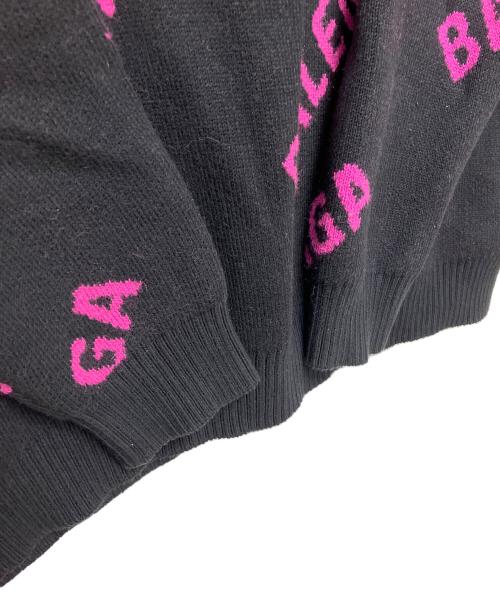 BALENCIAGA（バレンシアガ）BALENCIAGA (バレンシアガ) 576320 T3153 クルーネックニット ピンク×ブラック サイズ:Lの古着・服飾アイテム