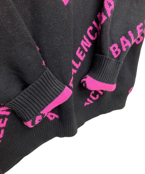 BALENCIAGA（バレンシアガ）BALENCIAGA (バレンシアガ) 576320 T3153 クルーネックニット ピンク×ブラック サイズ:Lの古着・服飾アイテム