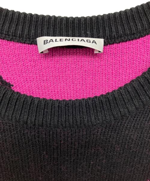 BALENCIAGA（バレンシアガ）BALENCIAGA (バレンシアガ) 576320 T3153 クルーネックニット ピンク×ブラック サイズ:Lの古着・服飾アイテム