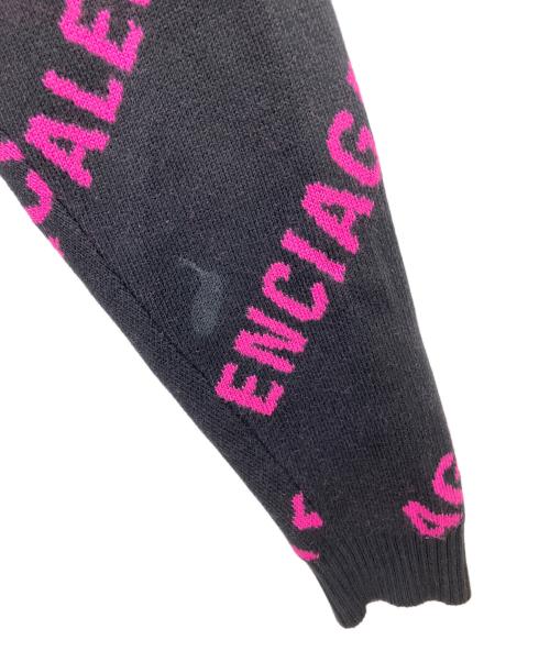 BALENCIAGA（バレンシアガ）BALENCIAGA (バレンシアガ) 576320 T3153 クルーネックニット ピンク×ブラック サイズ:Lの古着・服飾アイテム
