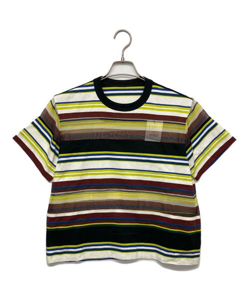 sacai（サカイ）sacai (サカイ) ストライプ コットンジャージ Tシャツ ブラック サイズ:L 未使用品の古着・服飾アイテム