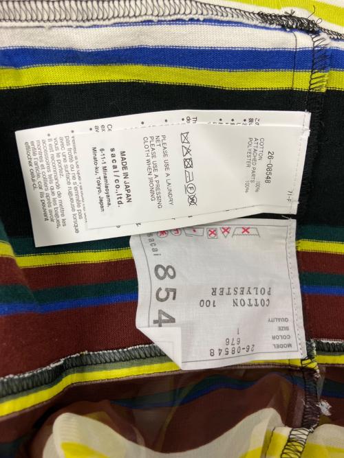 sacai（サカイ）sacai (サカイ) ストライプ コットンジャージ Tシャツ ブラック サイズ:L 未使用品の古着・服飾アイテム