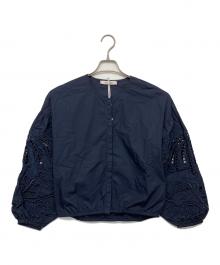 DOROTHEE SCHUMACHER（ドロシーシューマッハ）の古着「EMBROIDERED BEAUTY blouse」｜ネイビー