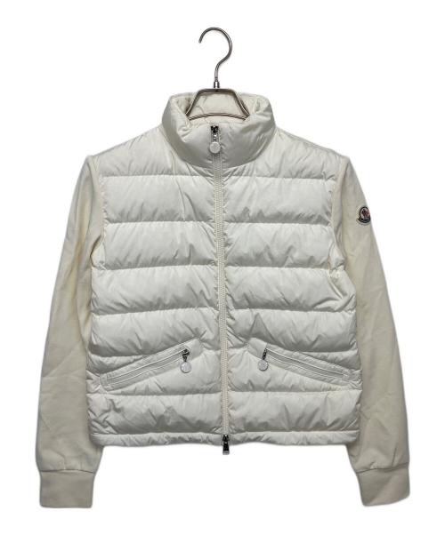 MONCLER（モンクレール）MONCLER (モンクレール) FELPA APERTA CON ZIP　切り替えダウンジャケット ホワイト サイズ:XSの古着・服飾アイテム