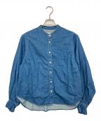 MACKINTOSHマッキントッシュ）の古着「L261ND1015SHALV　THORNHILL　ノーカラーデニムシャツ」｜ネイビー