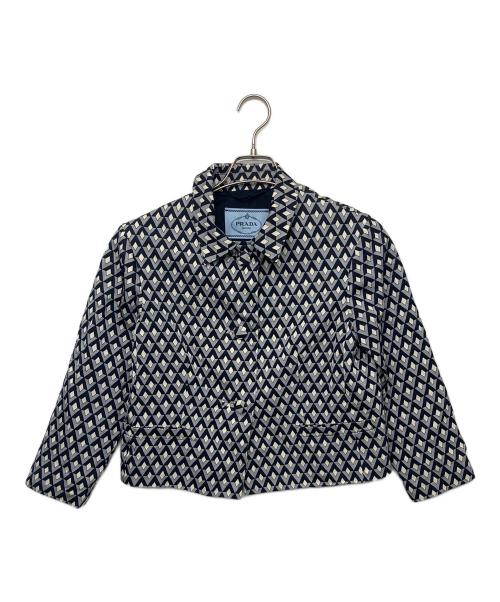 PRADA（プラダ）PRADA (プラダ) シングルジャケット グレー×ブラック サイズ:42の古着・服飾アイテム