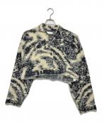Ameriアメリ）の古着「MIX ANIMAL SHORT KNIT TOP　厚手カーディガン」｜ホワイト