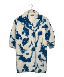 Ameri（アメリ）の古着「UND SHADOW FLOWER WOOL COAT」｜ホワイト×ブルー