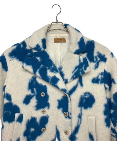Ameri（アメリ）AMERI (アメリ) UND SHADOW FLOWER WOOL COAT ホワイト×ブルー サイズ:Mの古着・服飾アイテム