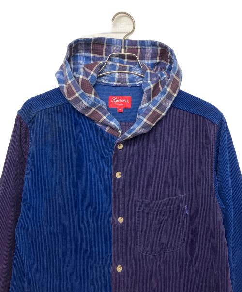 SUPREME（シュプリーム）SUPREME (シュプリーム) 18AW Hooded Color Blocked Corduroy Shirt　長袖シャツ ブルー×パープル サイズ:Mの古着・服飾アイテム