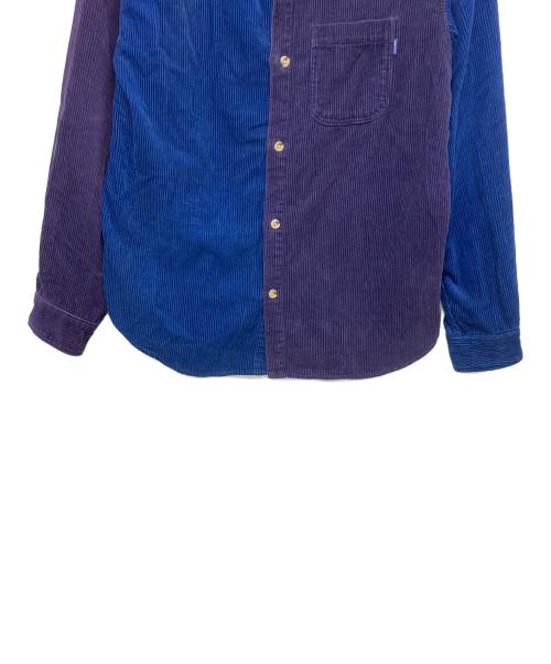 SUPREME（シュプリーム）SUPREME (シュプリーム) 18AW Hooded Color Blocked Corduroy Shirt　長袖シャツ ブルー×パープル サイズ:Mの古着・服飾アイテム