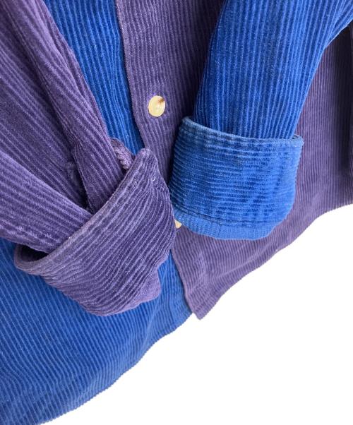 SUPREME（シュプリーム）SUPREME (シュプリーム) 18AW Hooded Color Blocked Corduroy Shirt　長袖シャツ ブルー×パープル サイズ:Mの古着・服飾アイテム