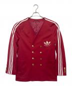 GUCCI×adidasグッチ×アディダス）の古着「ラインノーカラーダブルジャケット」｜レッド