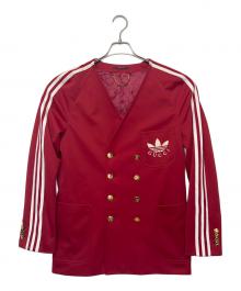 GUCCI×adidas（グッチ×アディダス）の古着「ラインノーカラーダブルジャケット」｜レッド