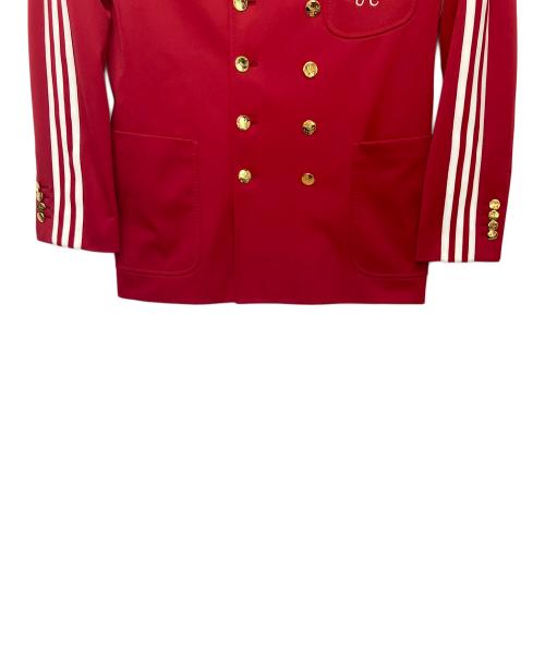 GUCCI（グッチ）GUCCI (グッチ) adidas (アディダス) ラインノーカラーダブルジャケット レッド サイズ:46の古着・服飾アイテム