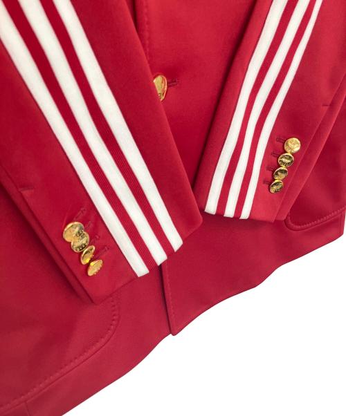 GUCCI（グッチ）GUCCI (グッチ) adidas (アディダス) ラインノーカラーダブルジャケット レッド サイズ:46の古着・服飾アイテム