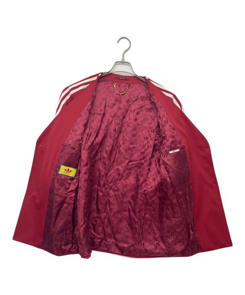 GUCCI（グッチ）GUCCI (グッチ) adidas (アディダス) ラインノーカラーダブルジャケット レッド サイズ:46の古着・服飾アイテム