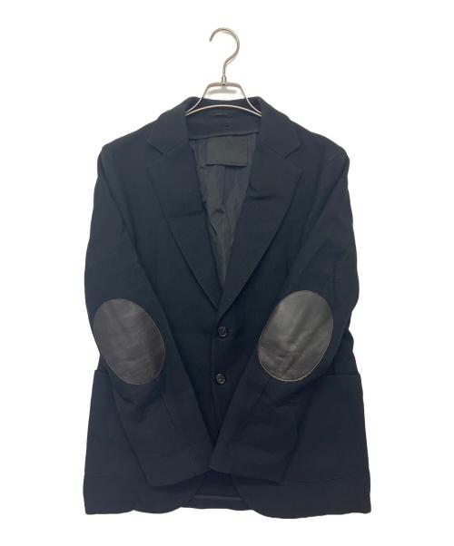 PRADA（プラダ）PRADA (プラダ) レザーエルボーパッチ付きウールジャケット ブラック サイズ:46の古着・服飾アイテム