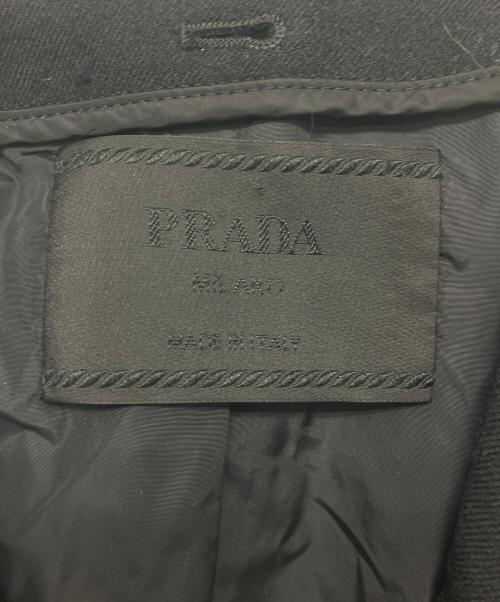 PRADA（プラダ）PRADA (プラダ) レザーエルボーパッチ付きウールジャケット ブラック サイズ:46の古着・服飾アイテム