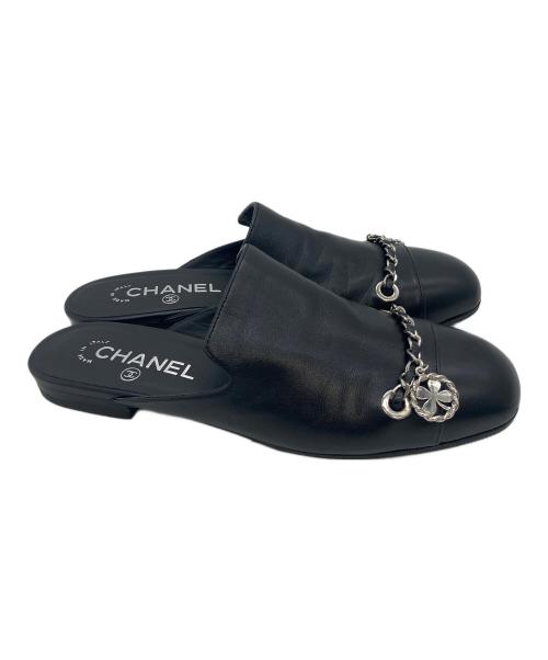 CHANEL（シャネル）CHANEL (シャネル) CCココマークチェーン付　ミュール ブラック サイズ:23.5cmの古着・服飾アイテム
