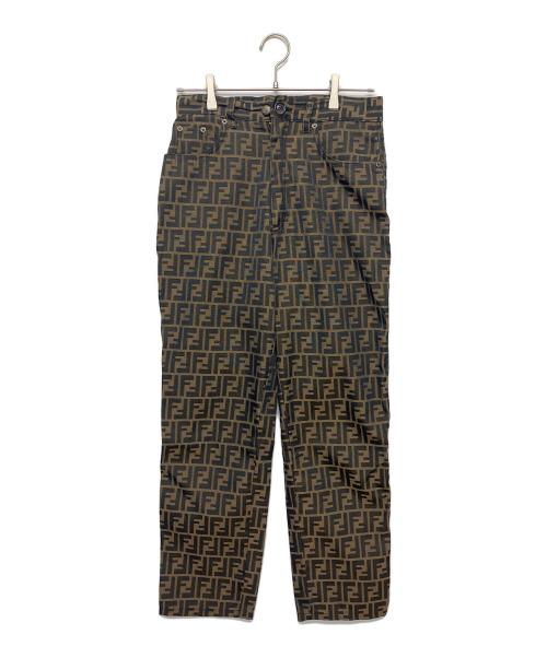FENDI JEANS（フェンディ ジーンズ）FENDI jeans (フェンディ ジーンズ) D-HG-1234 ズッカ柄ジャガードパンツ ブラウン サイズ:31インチの古着・服飾アイテム