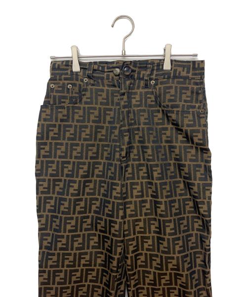 FENDI JEANS（フェンディ ジーンズ）FENDI jeans (フェンディ ジーンズ) D-HG-1234 ズッカ柄ジャガードパンツ ブラウン サイズ:31インチの古着・服飾アイテム