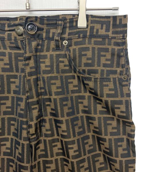 FENDI JEANS（フェンディ ジーンズ）FENDI jeans (フェンディ ジーンズ) D-HG-1234 ズッカ柄ジャガードパンツ ブラウン サイズ:31インチの古着・服飾アイテム