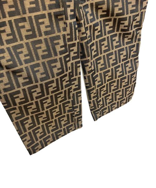 FENDI JEANS（フェンディ ジーンズ）FENDI jeans (フェンディ ジーンズ) D-HG-1234 ズッカ柄ジャガードパンツ ブラウン サイズ:31インチの古着・服飾アイテム
