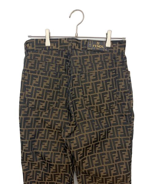 FENDI JEANS（フェンディ ジーンズ）FENDI jeans (フェンディ ジーンズ) D-HG-1234 ズッカ柄ジャガードパンツ ブラウン サイズ:31インチの古着・服飾アイテム