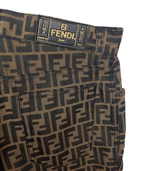 FENDI JEANS（フェンディ ジーンズ）FENDI jeans (フェンディ ジーンズ) D-HG-1234 ズッカ柄ジャガードパンツ ブラウン サイズ:31インチの古着・服飾アイテム