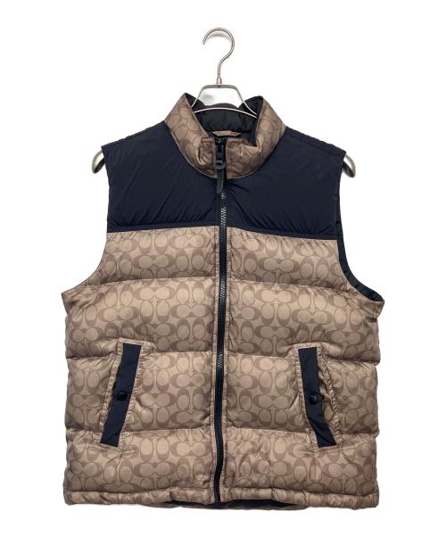 COACH（コーチ）COACH (コーチ) C5036　ダウンベスト アイボリー×ブラック サイズ:Lの古着・服飾アイテム