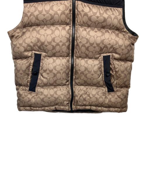 COACH（コーチ）COACH (コーチ) C5036　ダウンベスト アイボリー×ブラック サイズ:Lの古着・服飾アイテム