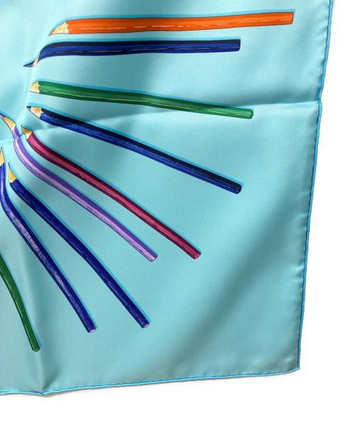HERMES（エルメス）HERMES (エルメス) カレ90 A VOS CRAYONS（さあ色鉛筆を出して） スカーフ ブルー 未使用品の古着・服飾アイテム