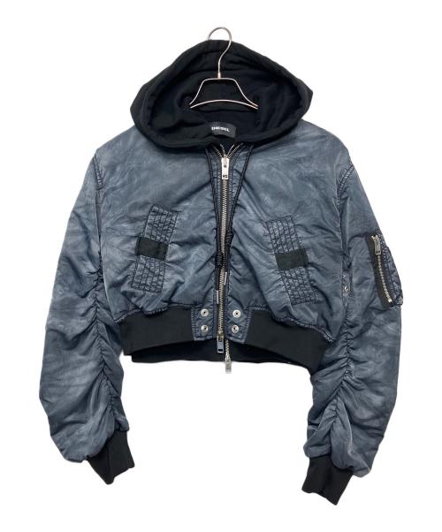 DIESEL（ディーゼル）DIESEL (ディーゼル) ショート丈フーデッドブルゾン ブラック サイズ:Sの古着・服飾アイテム