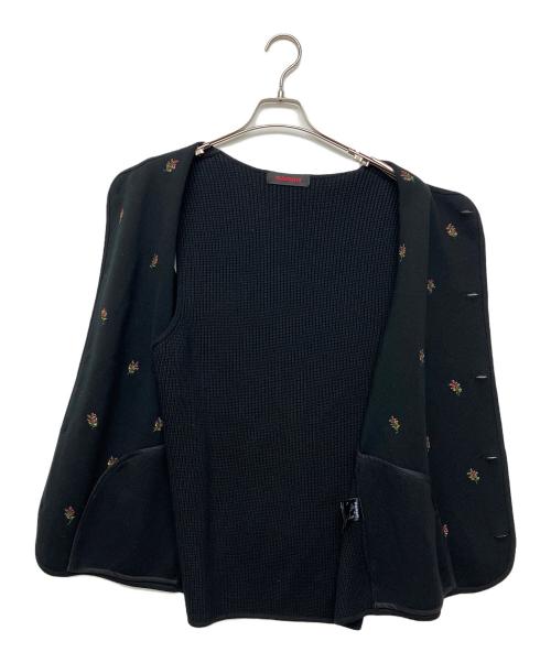 CABAN（キャバン）CABaN (キャバン) 2024AW コットンカシミヤ フラワーエンブロイダリー クルーネックベスト　ニットベスト ブラック サイズ:Mの古着・服飾アイテム