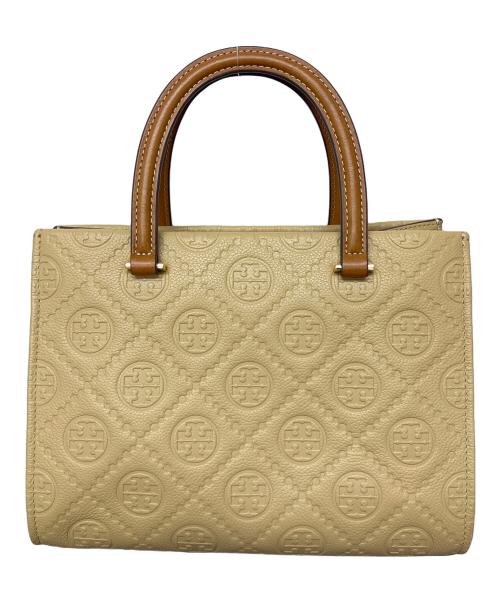 TORY BURCH（トリーバーチ）TORY BURCH (トリーバーチ) Tモノグラム ペブル トップハンドルハンドバッグ ベージュの古着・服飾アイテム