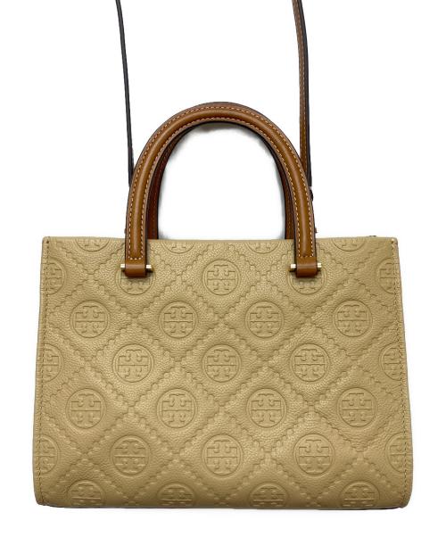 TORY BURCH（トリーバーチ）TORY BURCH (トリーバーチ) Tモノグラム ペブル トップハンドルハンドバッグ ベージュの古着・服飾アイテム