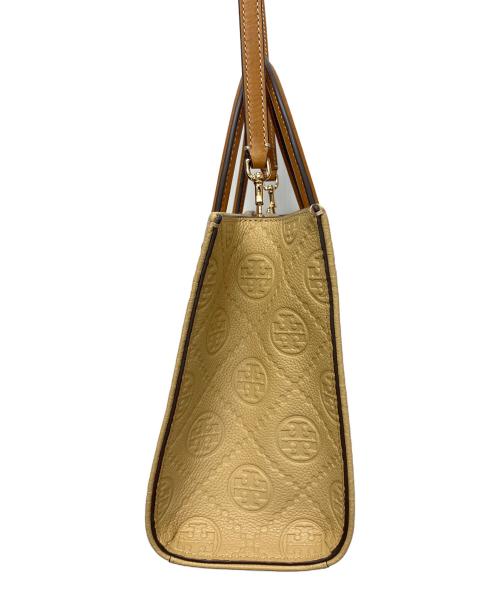 TORY BURCH（トリーバーチ）TORY BURCH (トリーバーチ) Tモノグラム ペブル トップハンドルハンドバッグ ベージュの古着・服飾アイテム