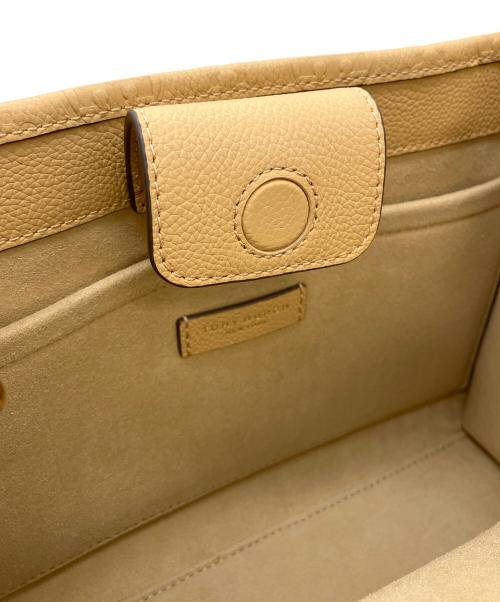 TORY BURCH（トリーバーチ）TORY BURCH (トリーバーチ) Tモノグラム ペブル トップハンドルハンドバッグ ベージュの古着・服飾アイテム