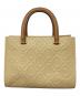 TORY BURCH（トリーバーチ）の古着「Tモノグラム ペブル トップハンドルハンドバッグ」｜ベージュ