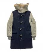 LOOPWHEELER×SCYEBASICSループウィラー×サイベーシックス）の古着「切り替えダッフルコート」｜ブラック×カーキ