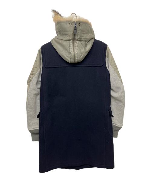 LOOPWHEELER（ループウィラー）LOOPWHEELER (ループウィラー) SCYEBASICS (サイベーシックス) 切り替えダッフルコート ブラック×カーキ サイズ:Mの古着・服飾アイテム