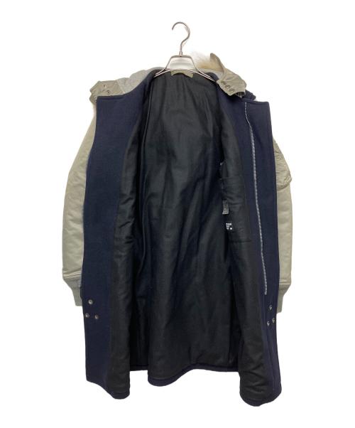 LOOPWHEELER（ループウィラー）LOOPWHEELER (ループウィラー) SCYEBASICS (サイベーシックス) 切り替えダッフルコート ブラック×カーキ サイズ:Mの古着・服飾アイテム