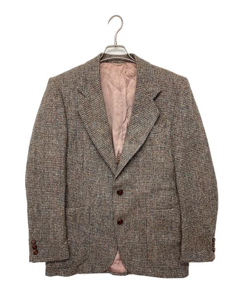 Harris Tweed（ハリスツイード）Harris Tweed (ハリスツイード) Yves Saint Laurent (イヴサンローラン) Harris Tweed×Yves Saint Laurent　ツイードジャケット ブラウン サイズ:Mの古着・服飾アイテム