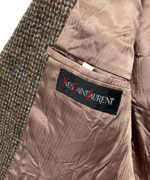 Harris Tweed（ハリスツイード）Harris Tweed (ハリスツイード) Yves Saint Laurent (イヴサンローラン) Harris Tweed×Yves Saint Laurent　ツイードジャケット ブラウン サイズ:Mの古着・服飾アイテム