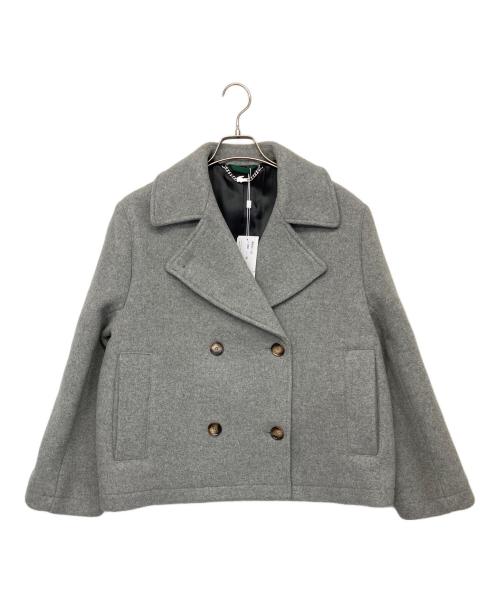 LACOSTE（ラコステ）LACOSTE (ラコステ) BF8411　ショートオーバーサイズウールブレンドPコート グレー サイズ:36 未使用品の古着・服飾アイテム