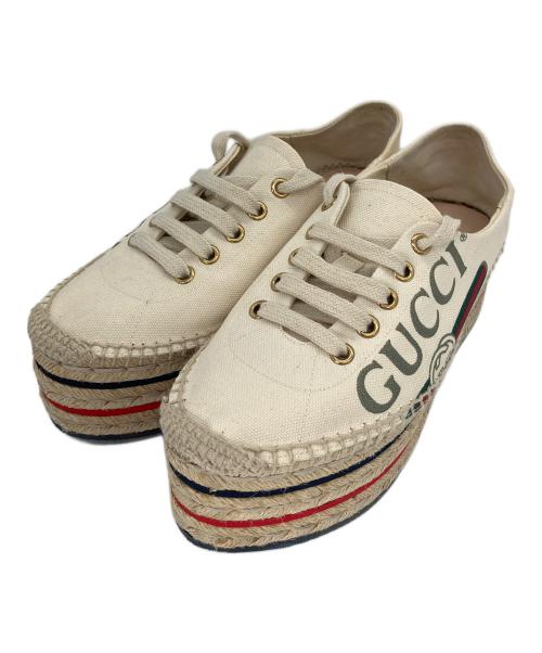 GUCCI（グッチ）GUCCI (グッチ) プラットフォーム スニーカー ベージュ サイズ:35の古着・服飾アイテム