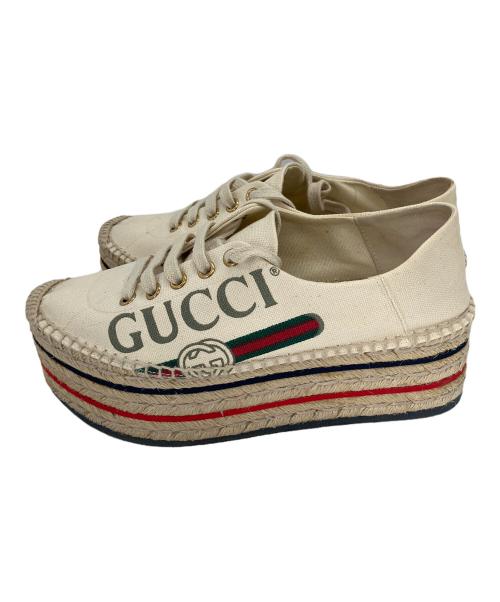 GUCCI（グッチ）GUCCI (グッチ) プラットフォーム スニーカー ベージュ サイズ:35の古着・服飾アイテム