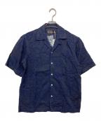KITHキス）の古着「26ss Corded Floral Thompson Camp Collar Shirt　半袖シャツ」｜ネイビー